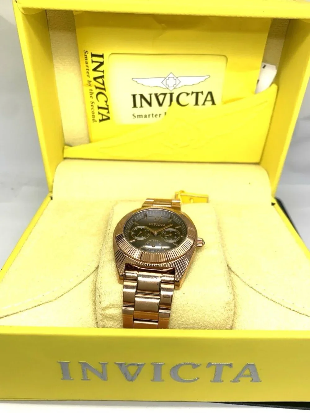 Invicta Women's Watch 23751 Angel Quartz Black Dial Rose Gold Stainless Steel